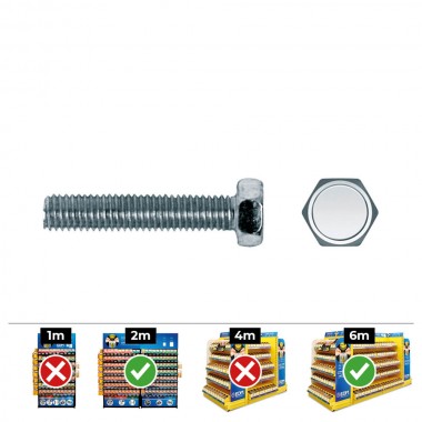 Caja 250 unid. tornillo metrica hexagonal din/ref 933 ø6x16mm zincado celo