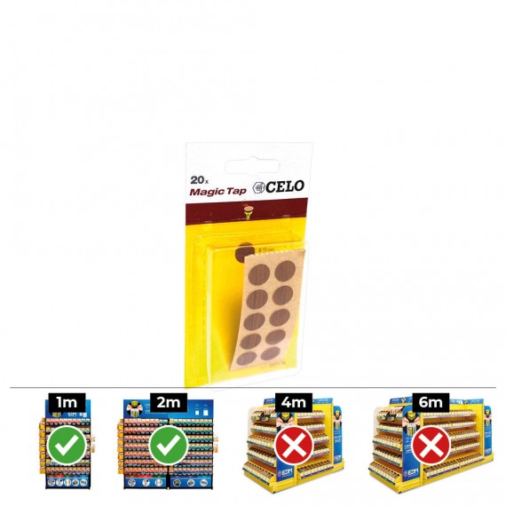 Caja 10 blisters 20 unid. tapon adhesivo din/ref mtap ø13mm color nogal celo