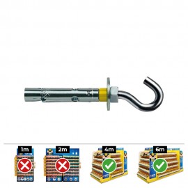 Anclaje dynabolt gancho zincado ø8 x 45 mm, caja 100 uds