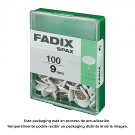 Chincheta plana blanca 9 mm, caja 100 uds