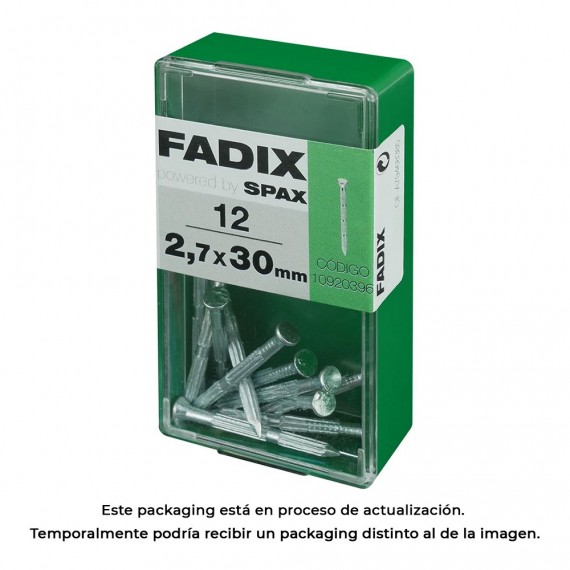 Caja s 12 unid. clavo cp estriado acero 2,7x30mm fadix