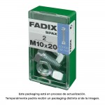 Caja s 2 unid. tornillo metrica cab hex+tuerca cinc m 10x20mm fadix