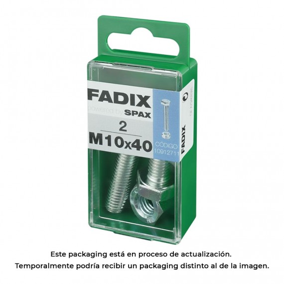 Caja s 2 unid. tornillo metrica cab hex+tuerca cinc m 10x40mm fadix