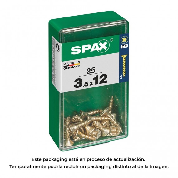 Caja 25 unid. tornillo madera spax cabeza plana yellox 3,5x12mm spax