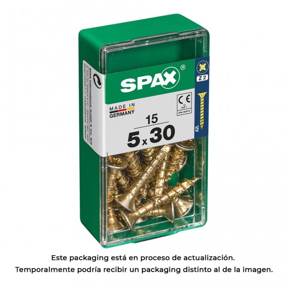 Caja 15 uds. tornillo madera spax cab. plana yellox 5,0x30mm spax