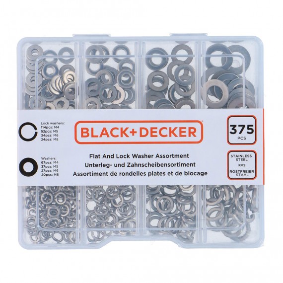 Surtido de arandelas planas y de seguridad black+decker
