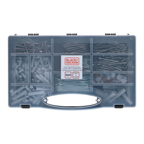 Surtido de tornillos/tacos/clavos 560 piezas black+decker