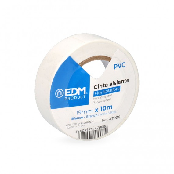 Cinta aislante 10m x 19mm blanca edm calidad "supra" (blister 1 unid.)