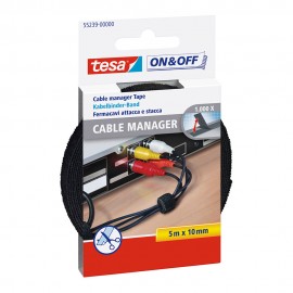 Organizador de cables cinta de cierre negro 10 mm x 5 m