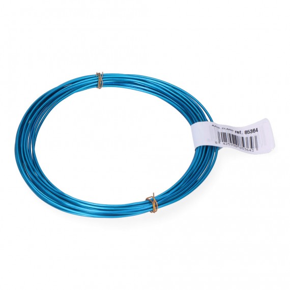 Pack 1 unid. rollo alambre aluminio 1,5mm 5m azul claro