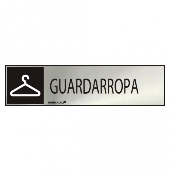 Cartel informativo "guardarropa" (inox adhesivo 0.8mm) 5x20cm normaluz