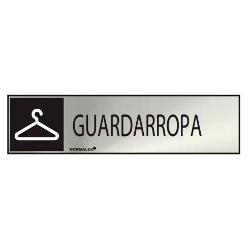 Cartel informativo "guardarropa" (inox adhesivo 0.8mm) 5x20cm normaluz