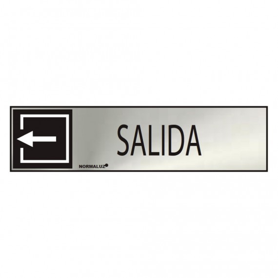 Cartel informativo "salida" (inox adhesivo 0.8mm) 5x20cm normaluz