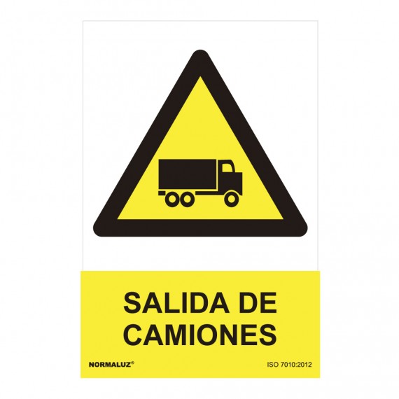 Cartel peligro "salida de camiones" (pvc 0.7mm) 30x40cm normaluz