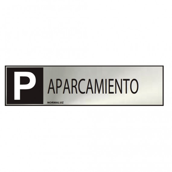 Cartel informativo "aparcamiento" (inox adhesivo 0.8mm) 5x20cm normaluz