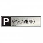 Cartel informativo "aparcamiento" (inox adhesivo 0.8mm) 5x20cm normaluz