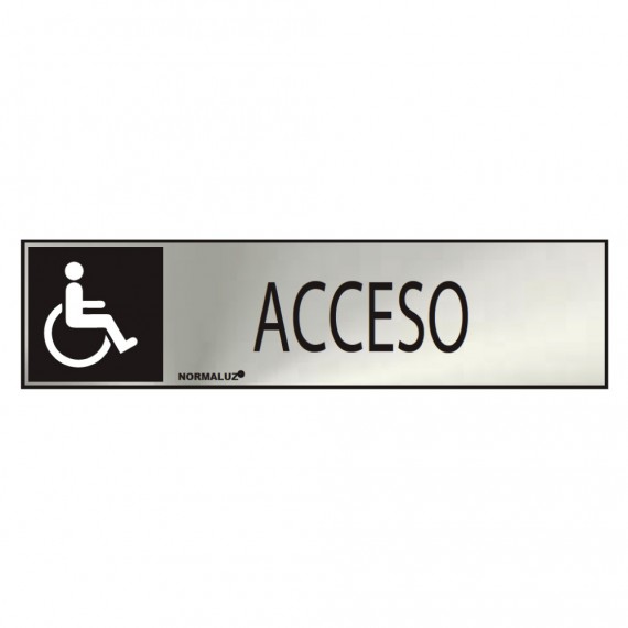 Cartel informativo "acceso" discapacitados (inox adhesivo 0.8mm) 5x20cm normaluz