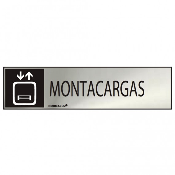 Cartel informativo "montacargas" (inox adhesivo 0.8mm) 5x20cm normaluz