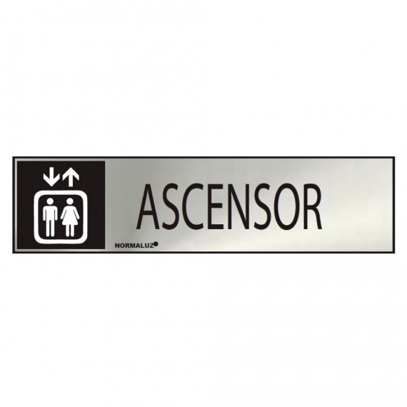 Cartel informativo "ascensor" (inox adhesivo 0.8mm) 5x20cm normaluz