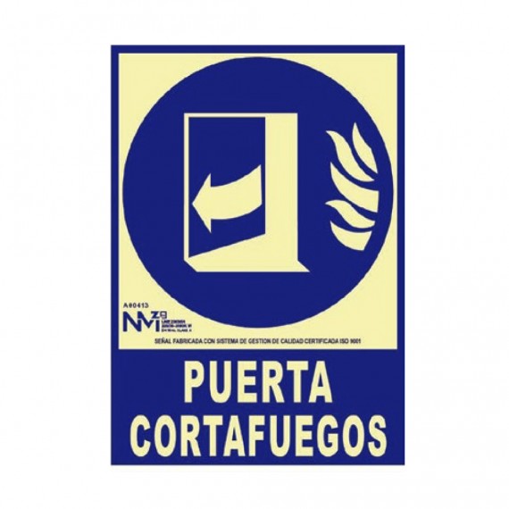 Cartel de extinción "puerta cortafuegos" clase b (pvc 0,7mm) 21x30cm normaluz