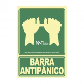 Cartel de evacuación "empujar barra para abrir puerta" clase b (pvc 0,7mm) 22.4x30cm normaluz