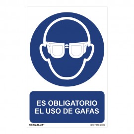 Cartel "es obligatorio el uso de gafas" (pvc 0,7mm) 30x40cm normaluz