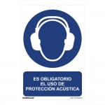 Cartel "es obligatorio el uso de proteccion acustica" (pvc 0,7mm) 30x40cm normaluz