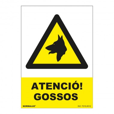 Señal atenció gossos pvc 0,7mm 210x300mm normaluz