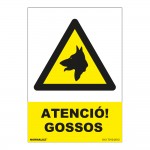 Señal atenció gossos pvc 0,7mm 210x300mm normaluz