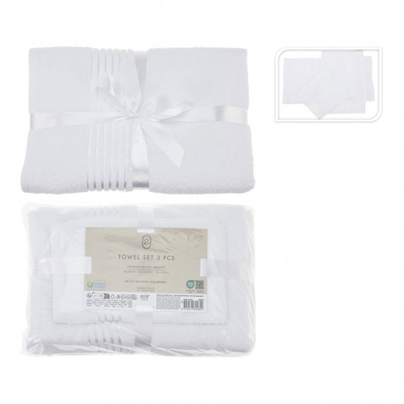 Juego de toallas de 3 medidas color blanco especial baño