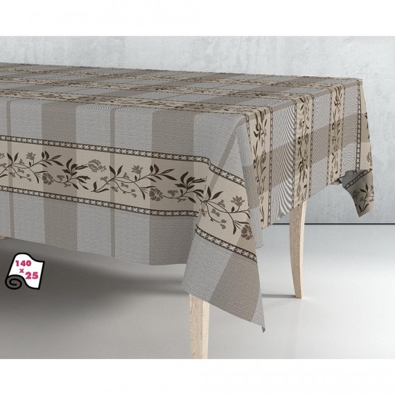 Rollo de hule mantel beige-marrón 140cm x 25m exma
