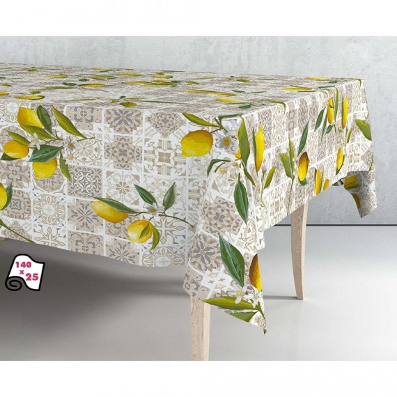 Rollo de hule mantel flores de primavera 140cm x 25m exma