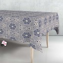 Rollo de hule mantel mandala azul 140cm x 25m exma