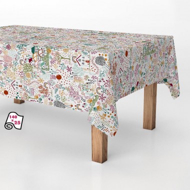 Rollo de mantel antimanchas dibujos colores nordic 140cm x 25m exma