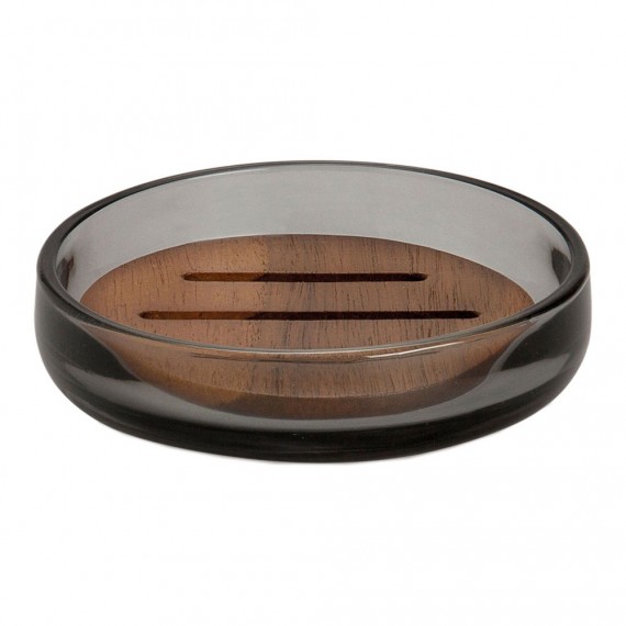 Jabonera de cristal gris y acacia ba73071 andrea house
