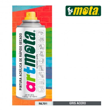 Spray gris acero ral7011 216ml mota la23