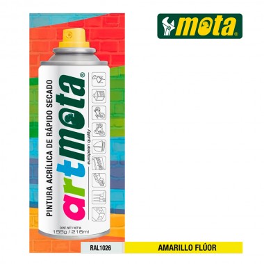 Spray amarillo fluorescente ral1026 216ml mota la60