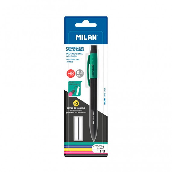 Blister con portaminas pl1 0,5mm + 2 gomas milan colores / modelos surtidos
