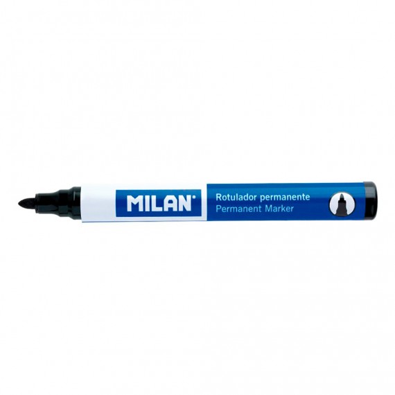 Pack con 12 rotuladores negros permantenes. punta redonda milan