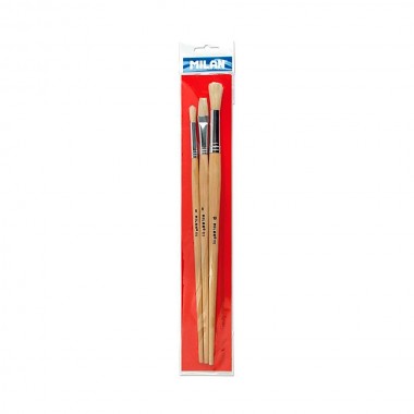 Blister con 3 pinceles para oleo, acrilico serie 512 n° 6 y 10, serie 522 n° 8 milan