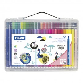 Rotuladores base agua de punta cónica ø5 mm colores surtidos, maletín 50 uds