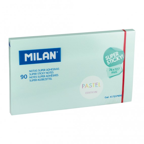Bloc 90 notas super adhesivas azul pastel 76x127mm milan
