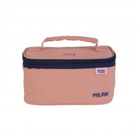 Bolsa isotérmica porta alimentos pequeña serie 1918 rosa con 1 recipiente 1,5 l