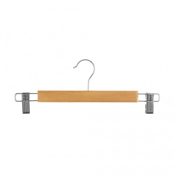 Set 3 perchas metalica detalle madera para pantalon 33,5x12cm