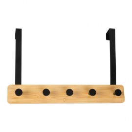 Colgador sobrepuerta de metal negro y madera 38 x 25 cm