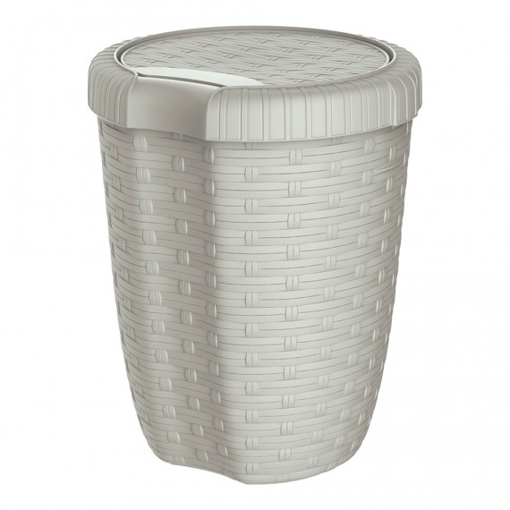 Cubo con tapa 8l. ø23x al.29cm color crema imitación mimbre/rattan mondex