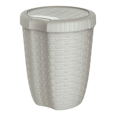 Cubo con tapa 8l. ø23x al.29cm color crema imitación mimbre/rattan mondex