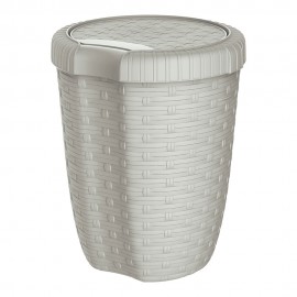 Cubo con tapa 8l. ø23x al.29cm color crema imitación mimbre/rattan mondex