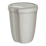 Cubo con tapa 8l. ø23x al.29cm color crema imitación mimbre/rattan mondex