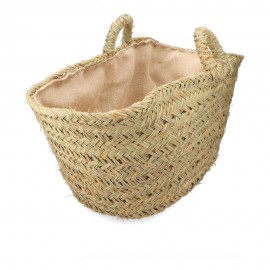 Cesta oval forrada para leñero de esparto 60 x 35 x 45 cm